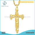 Vente en gros en acier inoxydable grand pendentif croix d&#39;or